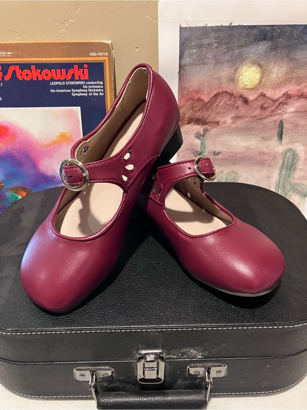 Berry Red Mary Jane Chunky Lolita Slipper Size 38